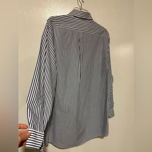Brooks Navy and White Striped Dress Shirt